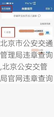 北京市公安交通管理局违章查询,北京公安交管局官网违章查询