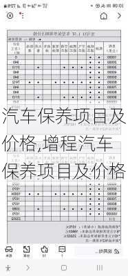 汽车保养项目及价格,增程汽车保养项目及价格